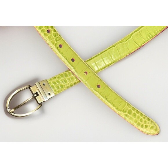 LAUREN Ralph Lauren‎ Reversible Belt Pink Green Crocodile Embossed Sz S - Picture 2 of 7
